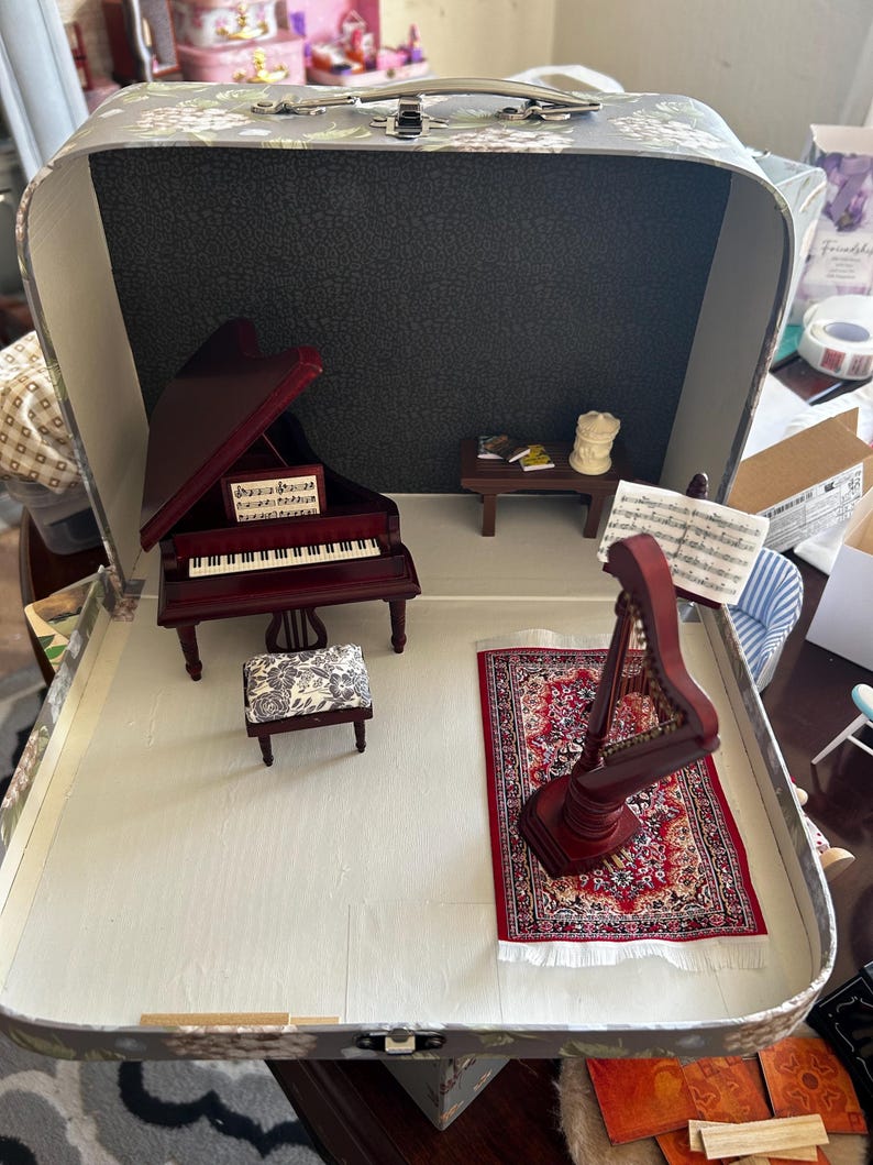 Music Room Diorama in Suitcase: Piano