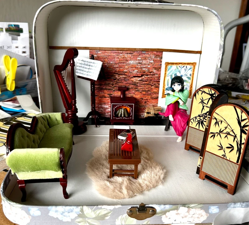 Traditional Oriental Style Music Room Scene in a Suitcase for Anime Doll or Maileg Mouse — photo 5